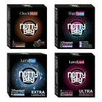 NottyBoy 4in1, Dotted, Ultra Ribbed, Over Time, Extra Lube & Chocolate Flavour Condoms - 12 Pieces