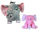 LVS TOYS - Grey Elephant Mother Baby & Pink Elephant Soft Toy for Kids, Children & Girls Playing Teddy Bear in Size of 40 & 22 cm Long