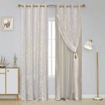 Jvin Fab White, Silver Silk Burnout Grommet Eyelet Curtain, 5.5 Feet (Set Of 2)
