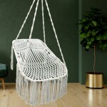 Patiofy Premium Large Macrame Swing for Balcony Living Room Swing Chair- White