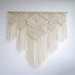 Cubern Extra Large Macrame Cotton Rope Handmade Wall Hanging Tapestry, Abstract, Beige