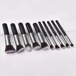 AVTY Makeup Brush Set - Premium Synthetic 10pcs Cosmetic Brushes (Black Silver) (Pack of 10)