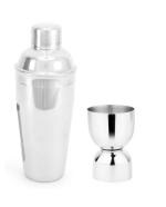 Dynore Stainless Steel Delux Cocktail Shaker 500 ml With Steel Damru Peg Measure 30/60 ml