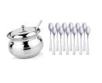 BLUE WONDER Stainless Steel Multipurpose Ghee Pot/Pickle Container with Spoon With Stainless Steel 12 Pcs Coffee Spoon Set and (Multicolour, Pack of 2)