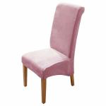 HOKIPO Velvet Chair Covers for LONG BACK Dining Chair, Set of 1, Pink (AR-4760-PNK)