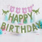 Festiko Dinosaur Happy Birthday Banner, Glitter, Kids Roar Jurassic Park Dinosaur Themed Birthday Party Decorations, Dino Birthday Banner, Dinosaur Happy Birthday