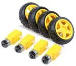 Themisto ApTechDeals 4PCs DC Electric Motor 3V to 6V Dual Shaft Geared TT Magnetic Gearbox Engine with 4Pcs Plastic Toy Car Tire Wheel, Mini 67mm Smart RC Car Robot Tyres Model Gear Parts