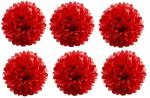 Hippity Hop Paper Red Paper Puff Ball (Pack Of 6)
