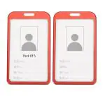 Shining Zon Natural Hard Metal Aluminum Alloy PVC ID Card Holder Badge with Scratch Guard for Office ID Cards Only (Red Vertical - 5)