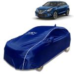 Kingsway 100 % Water & Dustproof Sigma Car Body Cover With Mirror & Antenna Pockets, Perfect Fit With Inner PVC Taping, Suitable For Maruti Suzuki Baleno, Model Year : 2022 Onwards, Color : Navy Blue With Silver Lining