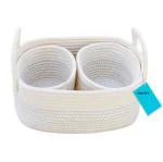 Gratify Blue Cotton Storage Basket (Pack Of 3)