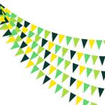 Festiko 12 Flags Yellow Green Hanging Paper Triangle Flag Pennant Banner Bunting Garland