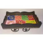 SOMYA CANDLES AND HOME DECOR Wooden Wheel Shaped Serving Tray