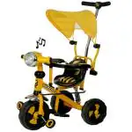Pandaoriginals Yellow Plastic Music And Lights,Canopy,Parent Rod And Footrest Toysphere Tricycle With Shocker Technology For Kids