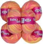Simi Enterprise Multi, Orange Acrylic Baby Soft 4 Ply Wool Ball , , Needle Knitting Jb (Pack Of 8)