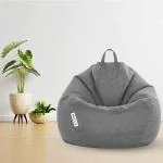 Macca Faux Leather Grey Bean Bag Filled With Beans - X-Large