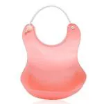 Babygo Pink Silicone Adjustable Easy Wipe Bib For Feeding Infants And Toddlers