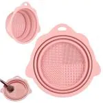 MAYCREATE Mini Makeup Brush Cleaner Bowl Silicone Makeup Brush Cleaning Basin 5.5 Inches Collapsible Cleaner Bowl For Makeup Brushes, Beauty-Blender Sponge Removing Residual Foundation