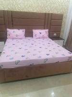 HOMDAZAL Glace Cotton Elastic Fitted Double Bed Bedsheets with 2 Pillow Cover - King Size 78 x 72