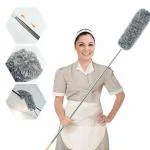 NORIDY Extendable Feather Duster,Microfiber Duster with Extra Long 100in Stainless Steel Telescopic Dusters with Scratch Resistant Cover,Perfect for Cleaning Cobweb,Ceiling Fan,Cars etc.(Grey)