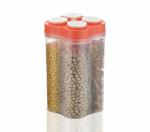 Clazkit Airtight Transparent Plastic Lock Food Storage 4 Section Container Jar for Grocery, Fridge Container Pack of 1, 2500ML - Orange