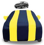 Auto Hub Car Cover Compatible with Maruti Suzuki Baleno New with Mirror Pockets, Triple Stitched, Water Resistant Car Body Cover, Navy, Yellow