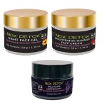 NOX DETOX Night Face Gel (50g) , Brightening Face Cream for Summer (50g) & Smell-Be-Gone Underarm Cream (30g) I Vegan I Gender Neutral I Skin Care Combo For All Skin Types (Set of3)