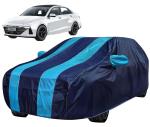 Auto Hub Car Body Cover Compatible with Hyundai New Verna 2023 with Mirror Pockets, Water Resistant Car Cover, Navy, Blue