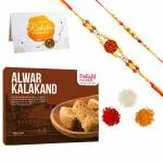 Delight Foods Alwar Kalakand (Milk Cake) 250g | Rakhi Greeting Card | 2 Rakhis | Authentic & Fresh | Indian Sweets (Mithai) | Festive Gift Pack (Rakshabandhan)