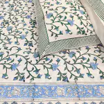 Jaipur Weaves Bedsheet for Double Bed, Standard Queen Size Bed Cotton, Elastic Fitted, 300 TC 100% Cotton Fitted Bedsheet with 2 Pillow Covers, Diwali Gifts 78x60 in/ 5ftx6ft (Queen, Blue)