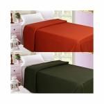 Goyal's Orange and Green Solid Fleece Single Bed Blanket (Pack of 2)