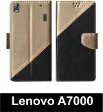 Sbms Lenovo A7000 Black Artificial Leather Shock Proof Flip Cover