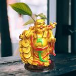 JRG Laughing Buddha for Money, Wealth and Good Luck Idol Statue (9 cms x 8 cms x 13 cms)