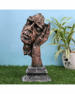 Beckon Venture - Brown Presents New Human Face Showpiece With Hand On His Mouth White Showpiece For Home Decor Items