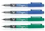 Pilot V Sign Pen | Tip Size - 2 MM | Fiber Soft Tip | Ink Colour - 3 Blue and 3 Green | Pack of 6