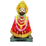 HC VILLA Red, Golden Resin Khatu Shyam JI Murti Showpiece -12 cm