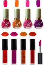 OUR BEAUTY High Quality Nail Polish And Kiss Proof Matte Liquid Lipstick Set 43 (Set Of 8)