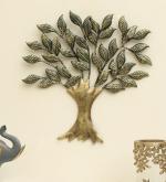 vedas Amrita Metal Contemporary Design Golden Tree Of Wisdom & Life Wall Hanging Art Decor Sculpture Modern Home Office Artwork (Size 18 x 18 Inches)