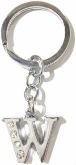 Blue Aura Raj Silver Metal Alphabet Letter W Keychain For Car Bike Men Women Keyring