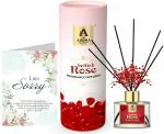 The Aroma Factory Sorry Card & Fragrance Reed Diffuser Gift for Girlfriend, Wife, Boyfriend, British Rose (1 Box + 1 Card)