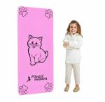 Fitness Mantra Pro Kids Cat Design Yoga Mat with Carrying Strap for Children Workout [2 by 4 feet Size, Pink Color, Kitty Meow]