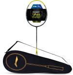Li-Ning Dk Grey, Lime Blue Carbon Fibre Strung Badminton Racquet, 84 G