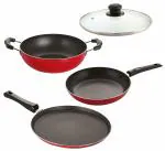 Nirlon 4 pcs of Red Non-stick Chemical Free Kitchen Utensils Combo Set