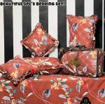 MBHOME Beautiful 5Pcs Frilly Bedding Set I Double Bedsheet With 2 Beautiful Quilted Pillow Cover With Frill & 2Pcs 16*16 Size Quilted Filled Cushion With Frill