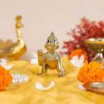 NIKSA HOMES Bal Gopal, Laddu Gopal, Bal Krishna, Kanha, Thakur Bhagwan Idol Kanhayia Murti Sculpture Handcrafted Health, Wealth & Success for Home, Temple, Festival, Janamashtmi Gift | Gold