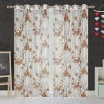 Homefab India 214 cm (7 ft) Polyester Transparent/Sheer Curtains for Door (Pack of 2) Floral, Brown