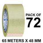 VCR Self Adhesive Transparent Packing Cello Tape - 65 Meters in Length - 48mm / 2 Inch Width - 72 Rolls Per Pack - BOPP Industrial Packaging Tape for E-Commerce Box Packing, Office and Home use