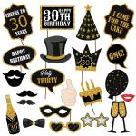 Festiko 22Pcs 30th Birthday Party Photo Booth Props, Cheers To 30 Years, Flirty Thirty, I Came For The Cake Party Supplies