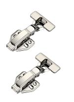4-YOU Silver Stainless Steel Half Overlay Half Overlay 14 to 22 mm Soft Close Hydraulic Clip On Concealed Hinge - 8 Degree Crank (pack of 2)