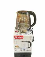 Skyline Elegant Electric Glass Kettle 1.8L 1500 W | Borosilicate Glass Body | Boil Drying Protection | Used as Boiler | Milk | Tea | Water & Soup | 1 Year Warranty (VTL 4116)
